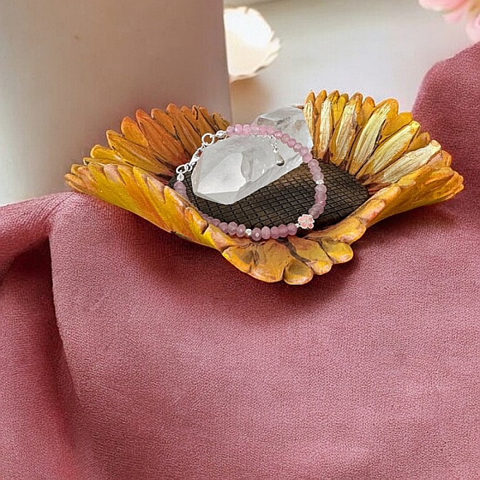 Bratara argint eleganta Anita din cristale de Jad Roz si accesorii din argint 925 [7]