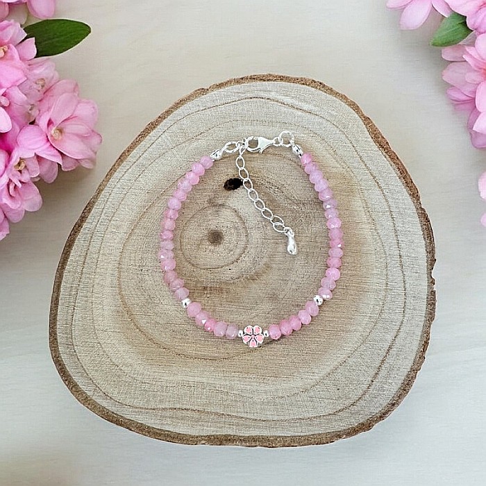 Bratara argint eleganta Anita din cristale de Jad Roz si accesorii din argint 925 [3]