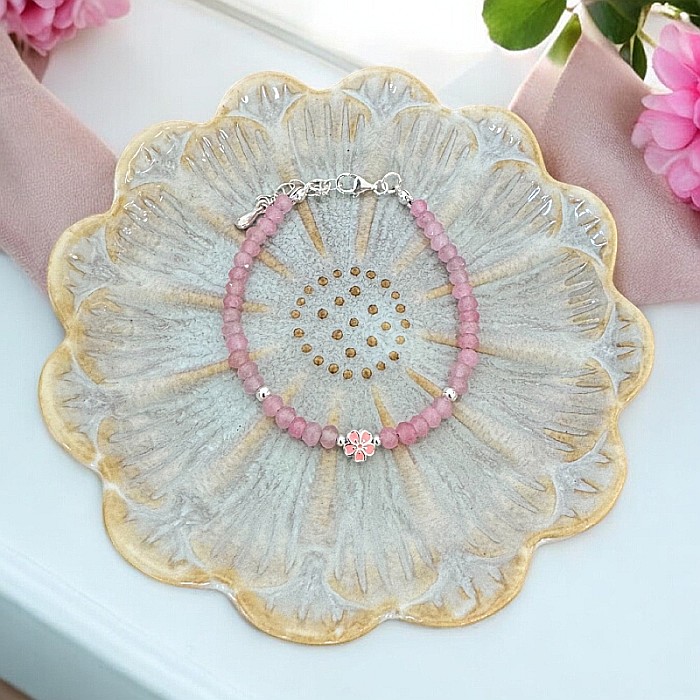 Bratara argint eleganta Anita din cristale de Jad Roz si accesorii din argint 925 [5]