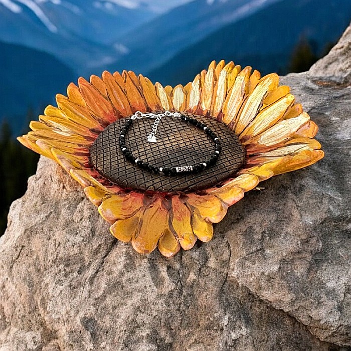 Bratara argint handmade dama Chiara cu cristale de Spinel Negru ❤️ [6]