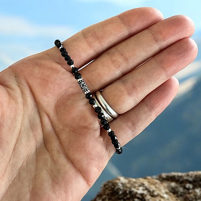 Bratara argint handmade dama Chiara cu cristale de Spinel Negru ❤️ [3]