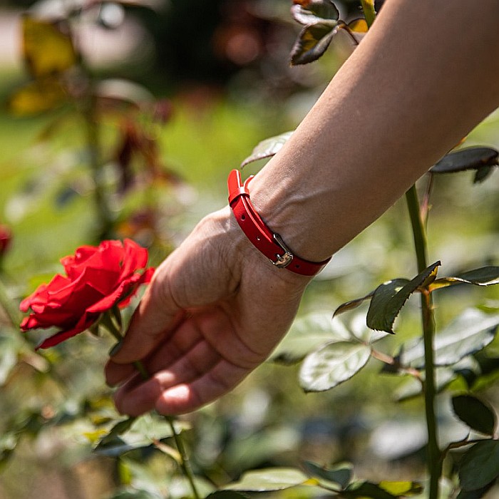 Bratara Aromaterapie, Curea din Piele Ecologica, Rosie, Simpla, cu Model Tree of Life [3]