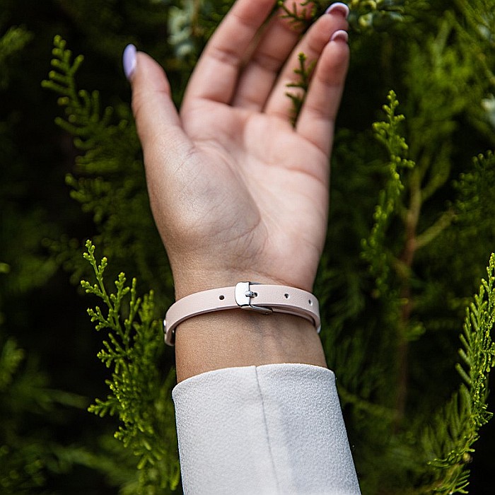 Bratara Aromaterapie, Curea din Piele Ecologica, Roz, Simpla, cu Model Mandala Vibes [3]