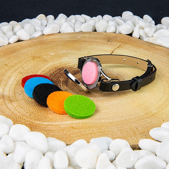 Bratara Aromaterapie Uleiuri Esentiale, Curea din Piele Ecologica, Neagra, Simpla, cu Model Tree of Life cu Zircon [5]