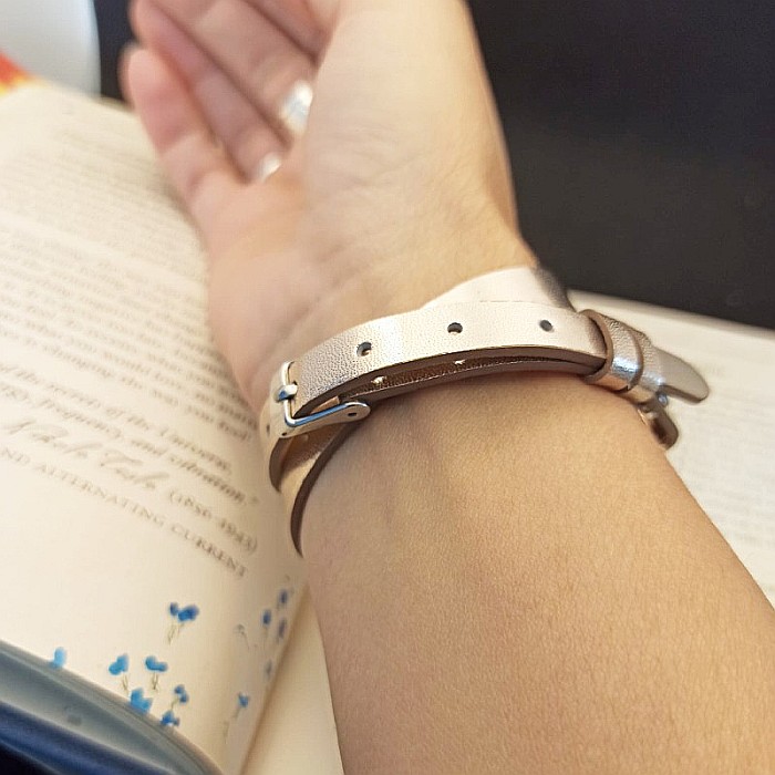 Bratara Aromaterapie Uleiuri Esentiale, Curea din Piele Ecologica, Aurie, Dubla, cu Medalion Copacul Vietii Rose Gold [3]