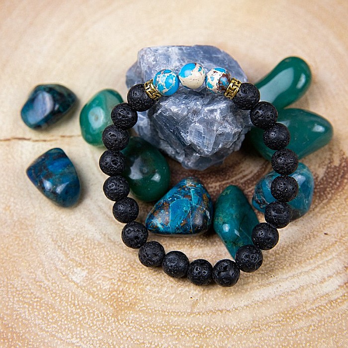 Bratara “AZUR” din Pietre de Lava (Vulcanice) si Pietre Compozite Turcoaz [2]