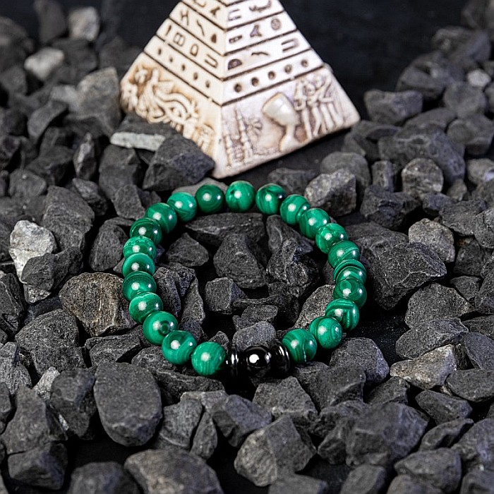 Bratara barbati Anay din pietre semipretioase de Malachit, sfere de 8mm [6]