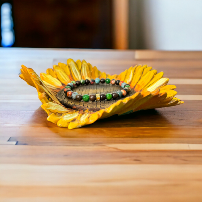 Bratara barbati colorata Dalmar din margele Emperor Stone si Lemn de Santal [3]