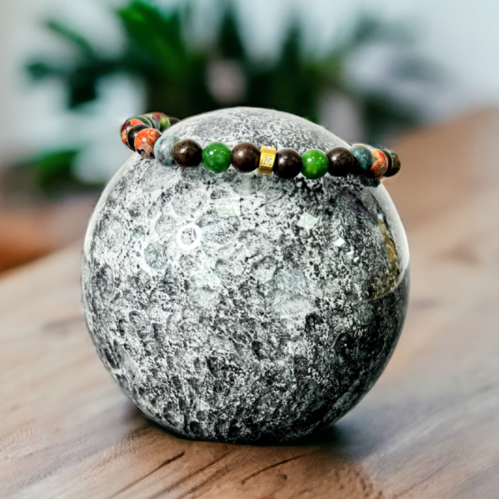 Bratara barbati colorata Dalmar din margele Emperor Stone si Lemn de Santal [8]