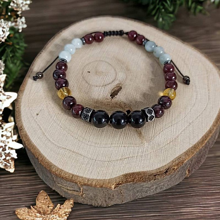 Bratara barbati cristale Benet cu Obsidian, Granat, Citrin, Acvamarin si Hematit [4]