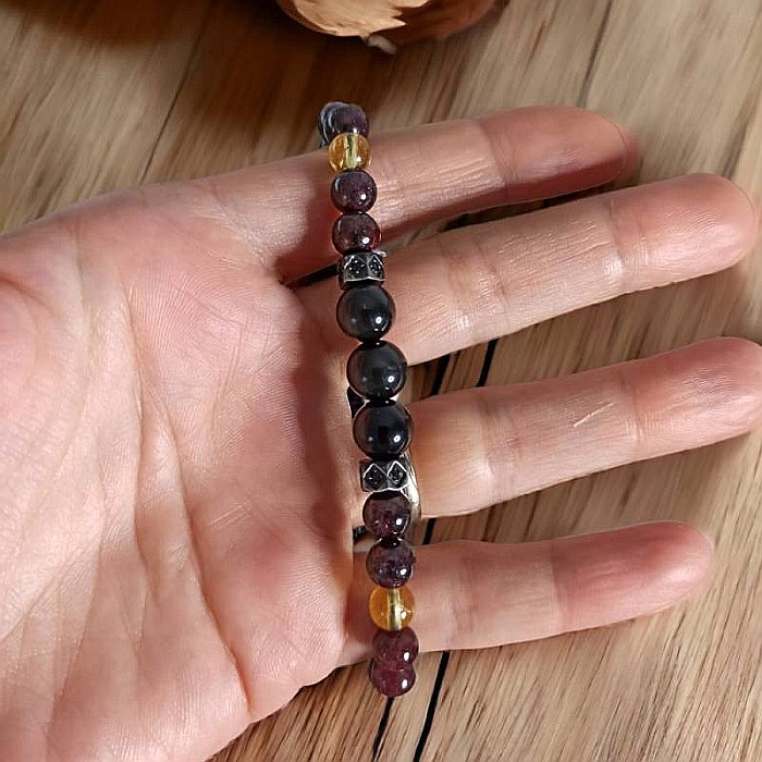 Bratara barbati cristale Benet cu Obsidian, Granat, Citrin, Acvamarin si Hematit [2]