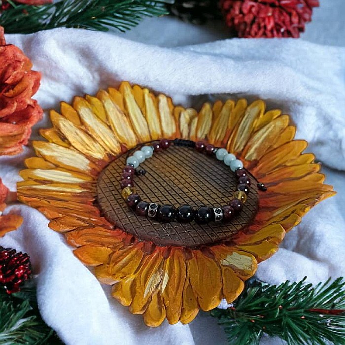 Bratara barbati cristale Benet cu Obsidian, Granat, Citrin, Acvamarin si Hematit [9]