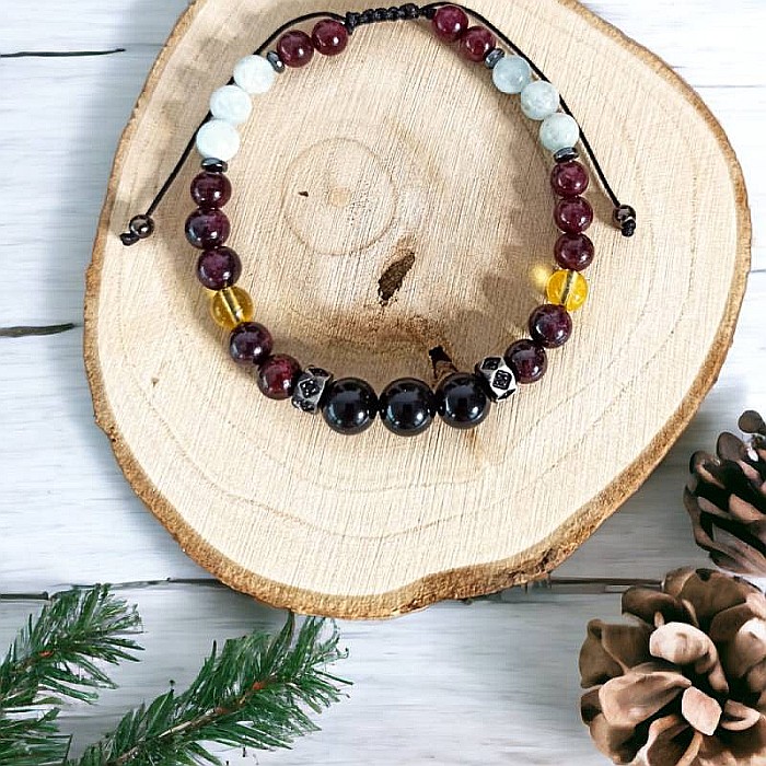 Bratara barbati cristale Benet cu Obsidian, Granat, Citrin, Acvamarin si Hematit [5]