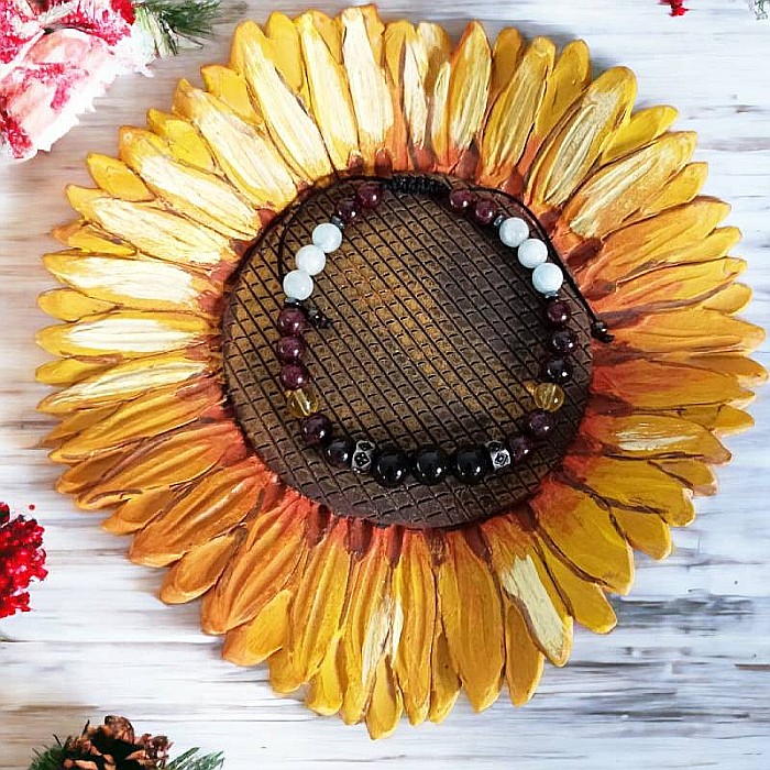 Bratara barbati cristale Benet cu Obsidian, Granat, Citrin, Acvamarin si Hematit [3]