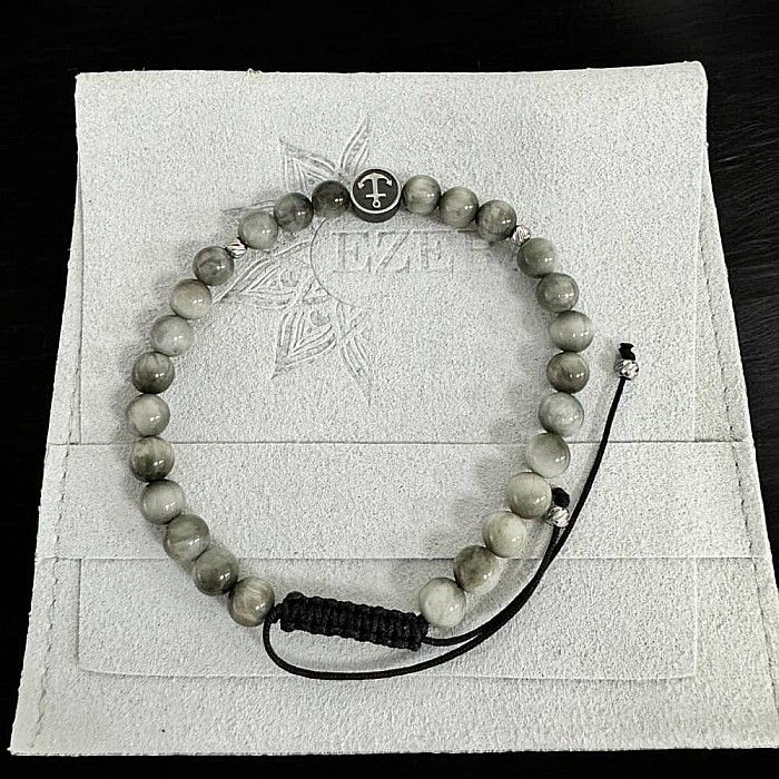 Bratara barbati cu snur Creon din cristale Hawk Eye(Ochi de Soim) cu accesorii din inox [4]