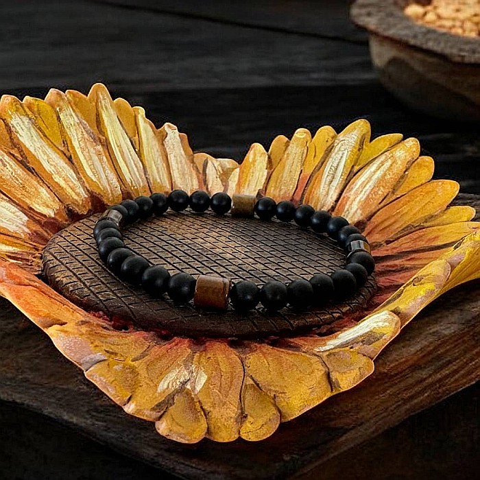 Bratara barbati din Onix negru mat si Ochi de tigru, Nandor [2]