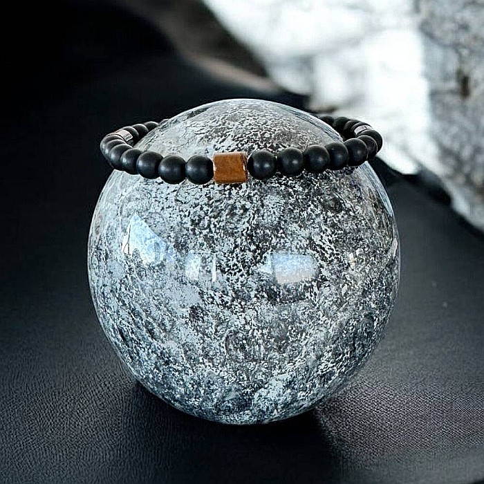 Bratara barbati din Onix negru mat si Ochi de tigru, Nandor [3]