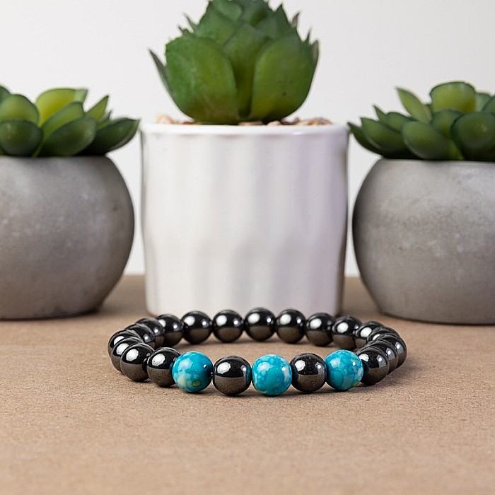 Bratara barbati Divit din Hematit si Piatra Naturala Jasp Rain, sfere de 8mm [1]