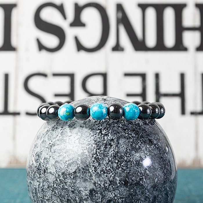 Bratara barbati Divit din Hematit si Piatra Naturala Jasp Rain, sfere de 8mm [3]