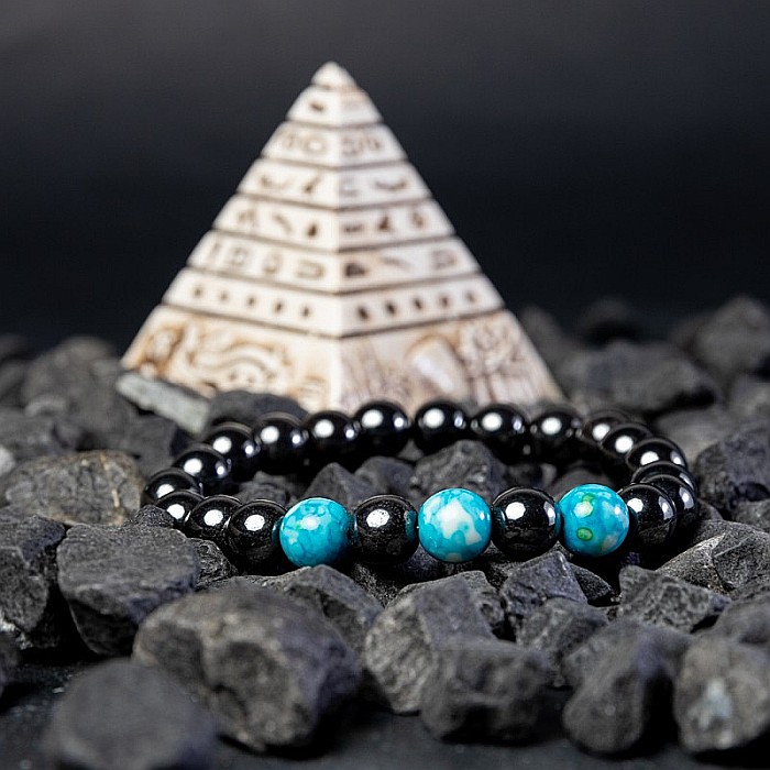 Bratara barbati Divit din Hematit si Piatra Naturala Jasp Rain, sfere de 8mm [6]