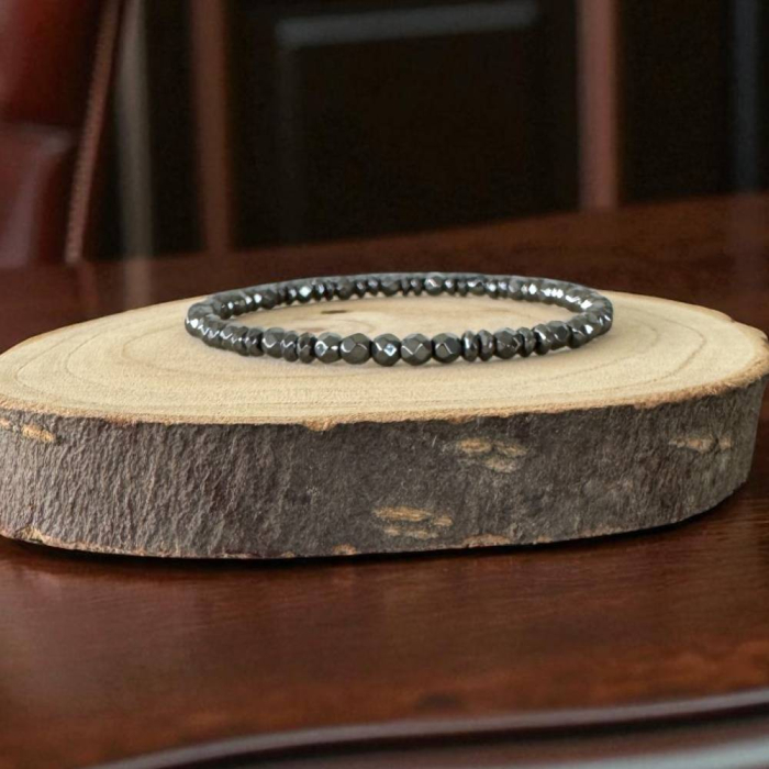 Bratara barbati eleganta din hematit fatetat Leander pe elastic [2]