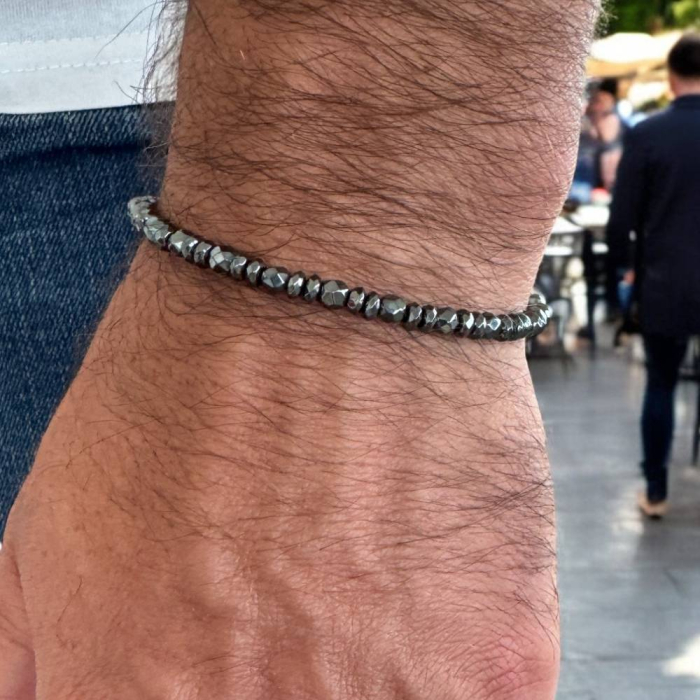 Bratara barbati eleganta din hematit fatetat Leander pe elastic [1]