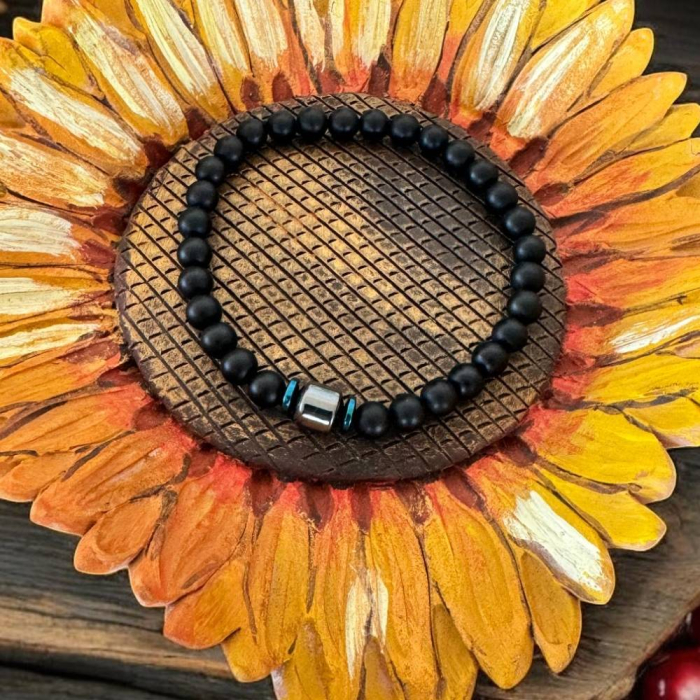 Bratara barbati handmade din pietre de onix mat si hematit, Gaston [9]