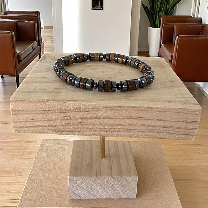 Bratara Barbati handmade Nadir din Ochi de Tigru si Hematit pe elastic [6]