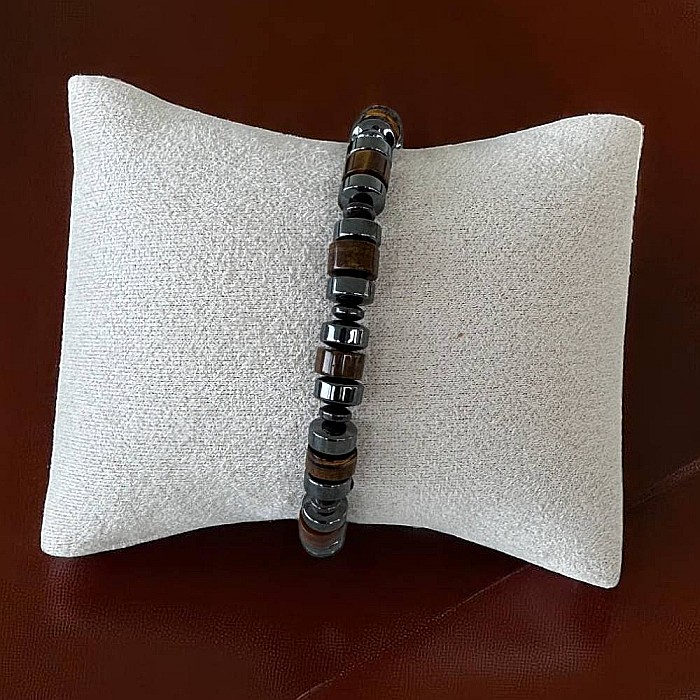 Bratara Barbati handmade Nadir din Ochi de Tigru si Hematit pe elastic [7]
