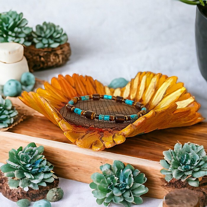 Bratara barbati Kaanan din cristale de Ochi de Tigru si Sediment Marin de Jasp Turcoaz [4]