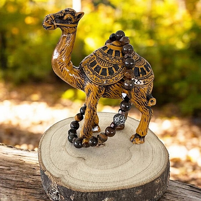 Bratara barbati Karan din Ochi de Tigru si Bronzit cu charm din Inox [3]