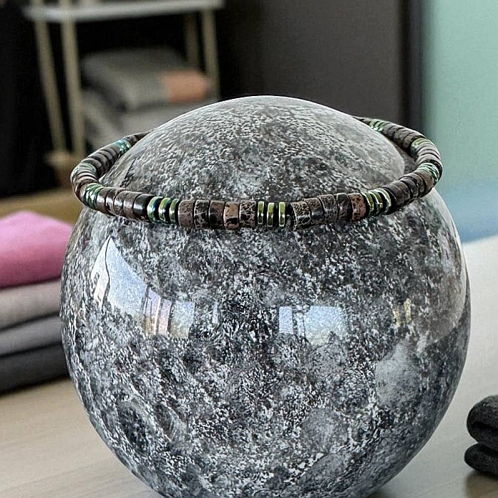 Bratara barbati Lysander cu rondele de sediment marin si hematit, pe elastic [4]