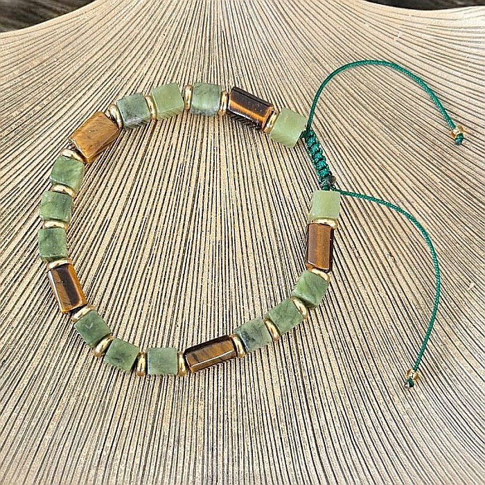 Bratara barbati reglabila Andy din Cristale de Jad Verde si Ochi de tigru [5]