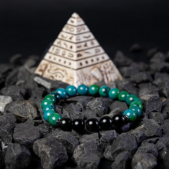 Bratara barbati Samar din pietre semipretioase Pheonix Stone si Obsidian, sfere de 8mm [1]