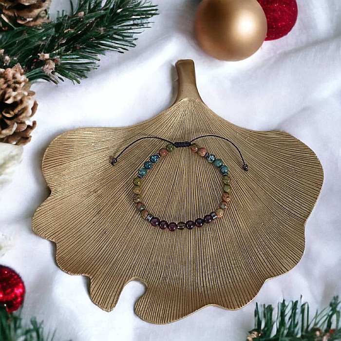 Bratara barbati snur Clyde din cristale de Granat, Unakit, Moss Agate, Cuart Fumuriu [5]