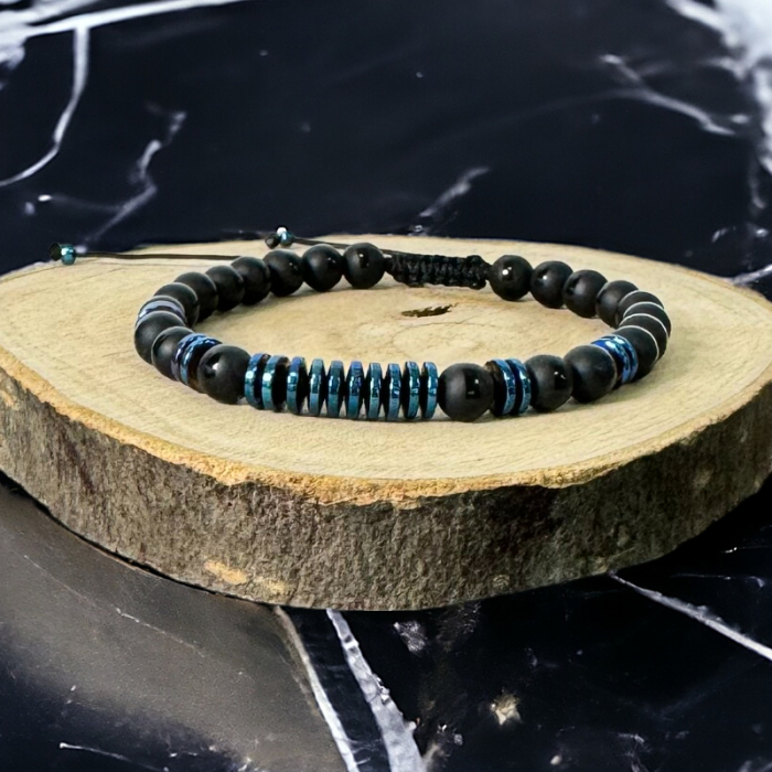 Bratara barbati snur Jude din cristale de Agat si Hematit [9]