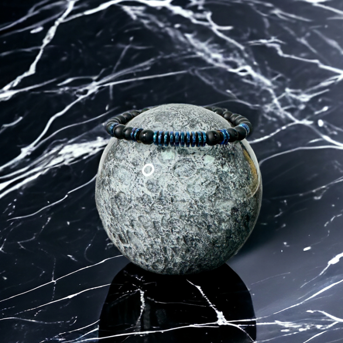 Bratara barbati snur Jude din cristale de Agat si Hematit [10]