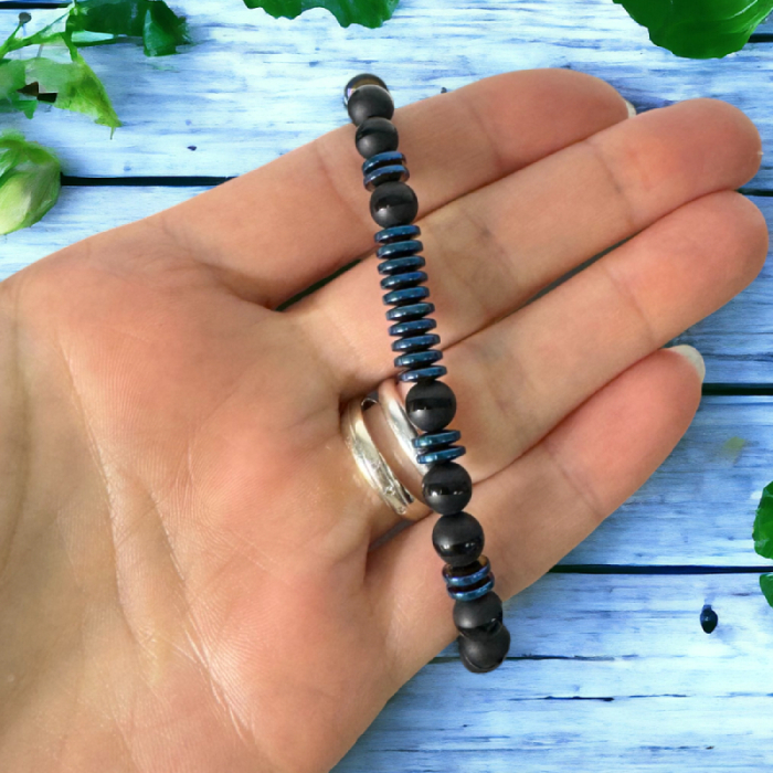 Bratara barbati snur Jude din cristale de Agat si Hematit [5]