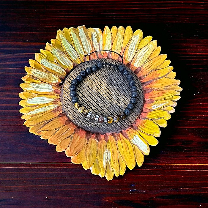 Bratara Barbati snur Milo din cristale de Bronzit, Ochi de Tigru si Piatra de Lava [11]