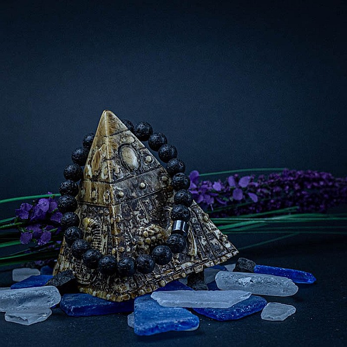 Bratara “CLEO” cu Pietre Vulcanice (Lava) de 8mm si Hematit Magnetic [6]