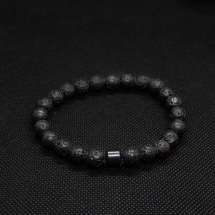 Bratara “CLEO” cu Pietre Vulcanice (Lava) de 8mm si Hematit Magnetic [2]