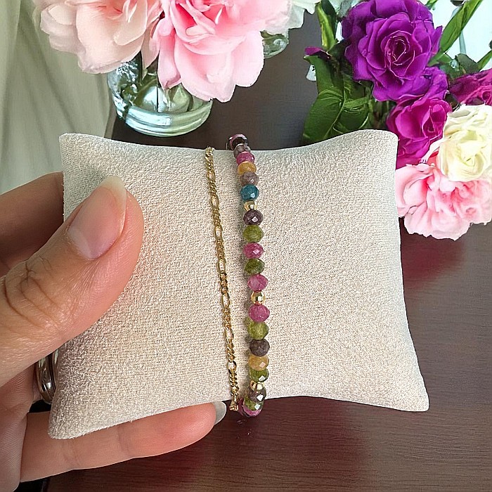 Bratara colorata din Turmalina multicolora cu lant din argint placat cu aur Aveline [3]