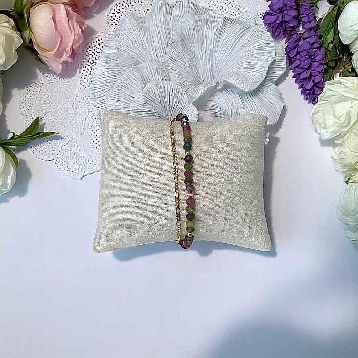 Bratara colorata din Turmalina multicolora cu lant din argint placat cu aur Aveline [6]