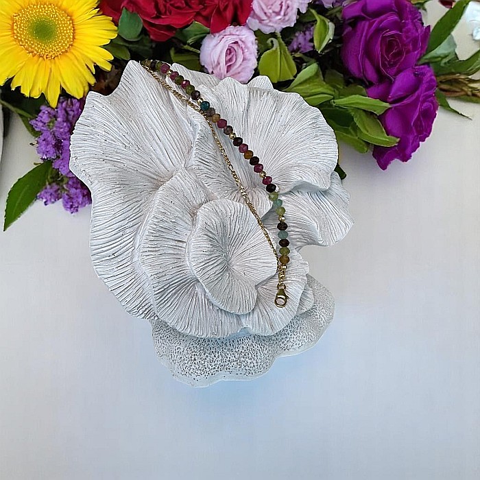 Bratara colorata din Turmalina multicolora cu lant din argint placat cu aur Aveline [5]