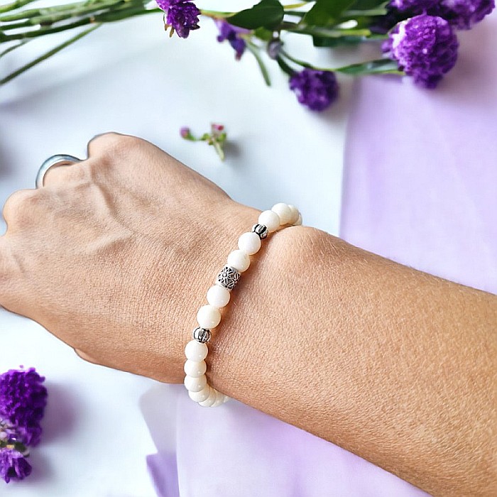 Bratara Coral alb cu accesorii din Argint 925, Daria [3]