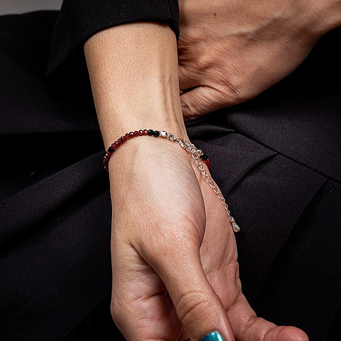 Bratara pietre semipretioase de Granat si Spinel negru, Ania, inchidere din argint 925 [13]