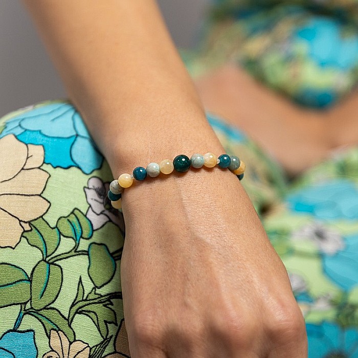 Bratara cristale de Jad, Amazonit si Apatit Albastru pentru femei, Yanni [2]