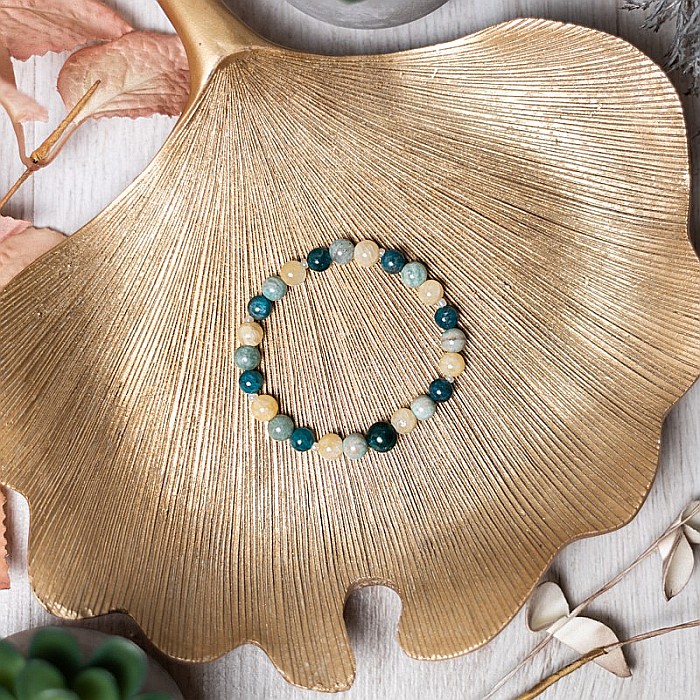 Bratara cristale de Jad, Amazonit si Apatit Albastru pentru femei, Yanni [6]