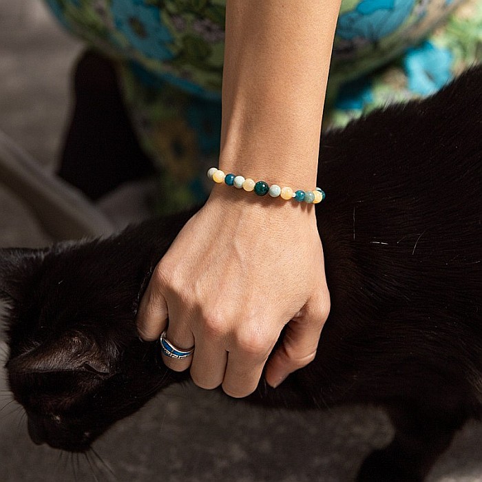 Bratara cristale de Jad, Amazonit si Apatit Albastru pentru femei, Yanni [4]