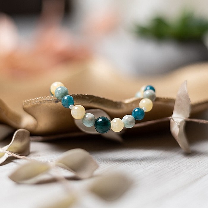 Bratara cristale de Jad, Amazonit si Apatit Albastru pentru femei, Yanni [5]